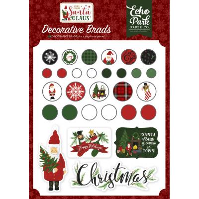 Echo Park Here Comes Santa Claus Embellishments - Decorative Brads